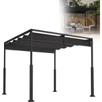 XMTECH Vrijstaande pergola, 3x4 meter, met schuifdak, terrasoverkapping van staal, UV- en waterdicht, zwart, weerbestendige tuinpaviljoen