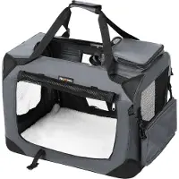 Feandrea Dierentransportbox voor in de auto, Grijs / M (60 x 42 x 42 cm)