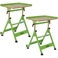 TRUTZHOLM 2x Mobiele Lastafel Set - 4-voudig Hoogteverstelbaar - Kantelbaar tot 90° Inklapbaar - Stalen Laswerktafel Trolley