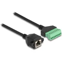 DeLOCK RJ45 (v) - Terminal Block (2-delig) kabel - U/UTP - CAT6 Gigabit / zwart - 2 meter