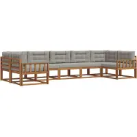 vidaXL Buiten bank set 7 st Natuurlijk en Licht Grijs