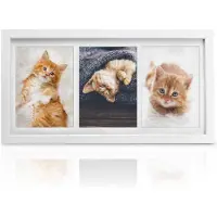 Bomoe fotolijst collage - fotokader collage voor 3 foto's 10x15cm - wit fotolijst hout kunststof glas & passe-partout voor fotocollageen - Galeria