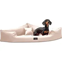 Tierlando TRIVIA | Comfortabele hoekbank voor honden, stevig polyester hondenbed, hondenbank - Afmetingen: 120x120cm | Kleur: 05 Crème