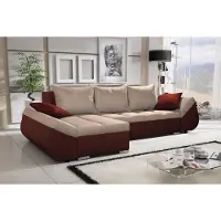 Fun-Möbel Eckbank KLEO met slaapfunctie, bruin-beige, met ottoman aan de linkerkant