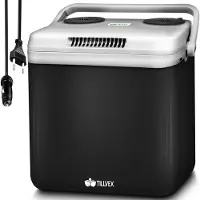 Tillvex Koelbox, elektrisch, 32 liter, mini-koelkast 230 V en 12 V, voor auto, camping, koelt en verwarmt, eco-modus (antraciet)