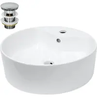 LuxeBath Wastafel 455x185 mm van keramiek incl. afvoerset met overloop