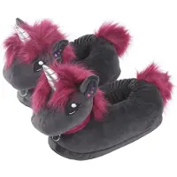 Corimori - Eenhoorn Pantoffel - Ruby Punk Einhorn Hausschuhe Erwachsene - one size - voor Vrouwen - zwart - Maat one size