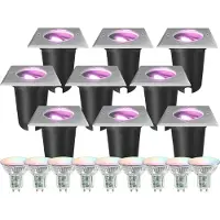 LEDVION Set van 9 LED Grondspot Buiten IP67 4.9W 230V 345Lm GU10 RGB