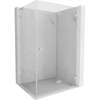 Mexen Lunar-F L inklapbare douchecabine rechts 100 x 90 , transparant, geborsteld nikkel - 836L-100-090-97-00-P