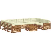 vidaXL Buiten bank set 10 st Natuurlijk en Crème Massief Acacia Hout