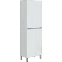 Dmora Fabian - Grote multifunctionele kast, 60x182h cm Wit Glanzend, 3 Planken