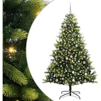 Syfax Kunstkerstboom met scharnier 300 LEDs Groen 240 cm PVC en PE