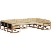 vidaXL Buiten bank set 9 st Natuurlijk en Beige