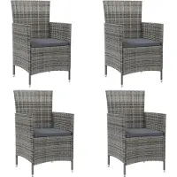Prolenta Maison Exclusive - Tuinstoelen met kussens, 4 stuks, polyrotan, grijs