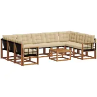 vidaXL Buiten bank set 10 st Natuurlijk en Beige