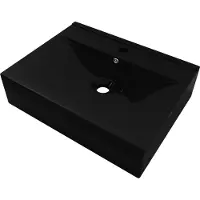 Syfax Wastafel met kraangat rechthoekig 60x46 cm keramiek zwart