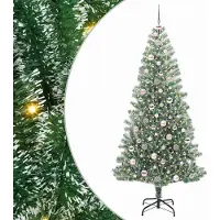 Syfax Kunstmatige Kerstboom Sneeuw Gevlochten met LED Licht 210 cm