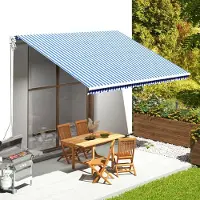 Prolenta Maison Exclusive - Vervangmateriaal voor zonnescherm, blauw en wit, 450x350 cm, polyester