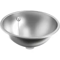 Kwc AR ronde wasbak, RONDO, roestvrij staal, sdm, 387x155 mm, met overloop, afvoer- en overloopplug.