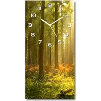 Tulup Wandklok - Prachtig bos Glazen Klok Met Print - 30x60 cm - Groente Wandklok Glas Met Motief - Witte handen - Rechthoekige Klok - Wandklok Glas Decoratie - Gekleurde Glazen Klok