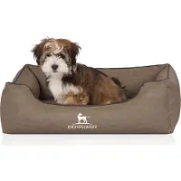 Knuffelwuff orthopedisch Hondenbed Rockland van kunstleer M-L 85 x 63cm steenkleurig