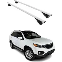 Omtec Draagbalken bagagedrager voor Kia Sorento 2009-2014, metalen basisdrager, zilver, 2-delig