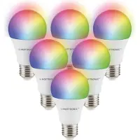 HOFTRONIC™ Set van 6 E27 SMART LED Lampen RGBWW Wifi 10 Watt 806lm Dimbaar