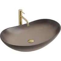 REA Royal Ombre Sanitair Keramiek Ovaal - Wastafel - Beige, Bruin - 62 X 36 X 16 Cm