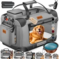 LOVPET reisBench Hondenbench hondenbox honden transportbox opvouwbaar incl. transportzak hondenbak transportbox voor huisdieren, honden en katten transportbox - M, Lichtgrijs