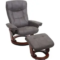 Robas Lund MCA Relax fauteuil Hamilton, tv-fauteuil met voetenbankje, stof/textiel, belastbaar tot 130 kg, donkergrijs, walnootbruin