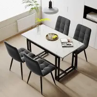 Fortuna Lai: Eenvoudige luxe eettafel met moderne metalen poten (1 stuk) - geschikt voor eetkamer en woonkamer, met zwarte poten, afmetingen 120x70 cm