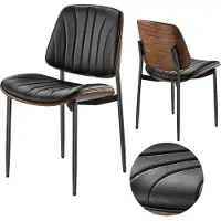 Vevor Retro eetkamerstoel (2-pack) Elegante gestoffeerde leren stoel (draagvermogen 159 kg) voor eettafels