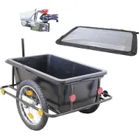 Baumarktplus TRUTZHOLM Fietsaanhangwagen 90L met Dekzeil - Transportkar Handkar Vrachtkar - Fietskar Bagagekar met Koppeling