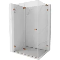 Mexen Lunar-F L vouwbare douchecabine links 90 x 80 , transparant, roze goud - 836L-090-080-60-00-L