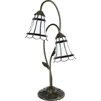 Clayre & Eef Tiffany tafellamp 61 cm wit kunststof glas tiffany bureaulamp