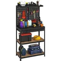 HOMCOM Werkbank, 80 x 40,5 x 155 cm, gereedschapskast met gatenpaneel, haken en lade
