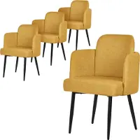 ML-Design Set van 4 eetkamerstoelen met rugleuning & armleuningen mosterd met metalen poten tot 120 kg