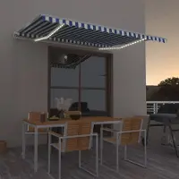 Prolenta Maison Exclusive - Uittrekbare zonnescherm, blauw en wit, 400 x 350 cm