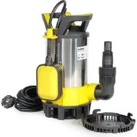 Wiltec 3-in-1 vlakzuigdompelpomp, roestvrij staal, 400 W, vuilwaterpomp 8000 l/h, vlakwaterpomp met drijver, vlakzuigpomp voor kelders
