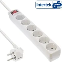 Intos 16465S stekkerdoos, 6-voudig, met aardingscontact, met schakelaar, 5 meter, wit