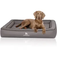 Knuffelwuff orthopedisch hondenbed van met laser doorstikt kunstleer Hampstead 105 x 80 cm grijs
