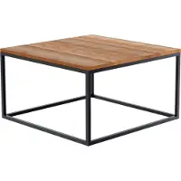 CLP Manteo Bijzettafel - metaal met hout - woonkamer - Salontafel van eikenhout - Sofa-tafel met metalen frame - Vierkant nachtkastje 80x80x45 cm