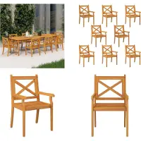 vidaXL Tuinstoelen 8 st massief acaciahout - Tuinstoel - Tuinstoelen - Buitenstoel - Tuin Stoel