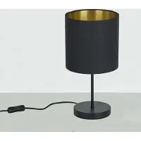 Trango TrangoBedlampje 2018-10B *SOUL* Stoffen kap tafellamp in zwart-goud incl. kabelschakelaar & E27 lamphouder, lamp, vensterbanklamp, bedlampje, bureaulamp, tafellamp