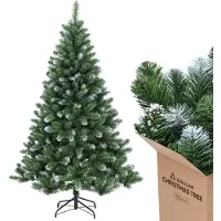 Salcar Kunstkerstboom, 180 cm, met sneeuweffect, takpunten en metalen voet. Kunstboom voor Kerstmis