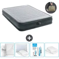 Intex Luchtbed - 2-Persoons - 152 x 203 x 33 cm - Grijs - Inclusief pomp - Hoeslaken - Kussen - Reparatieset en Kussenbeschermer