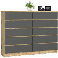 Akord Ladekast K160 met 10 Lades / Furniture Factory / Artisan Eik - Grafietgrijs / 160 x 121 x 40 cm