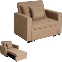 Mendler Slaapstoel -L90, klapstoel slaapbank logeerbed relaxstoel, ligoppervlak 197x103cm stof/textiel ~ taupe