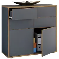 VCM Houten ladekast dressoir highboard dressoirkast kantoormeubilair Salia breedte 100 cm lade draaideuren