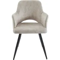 Vente-unique Set van 2 stoelen met armleuningen van stof en zwart metaal - Beige - KADIJA